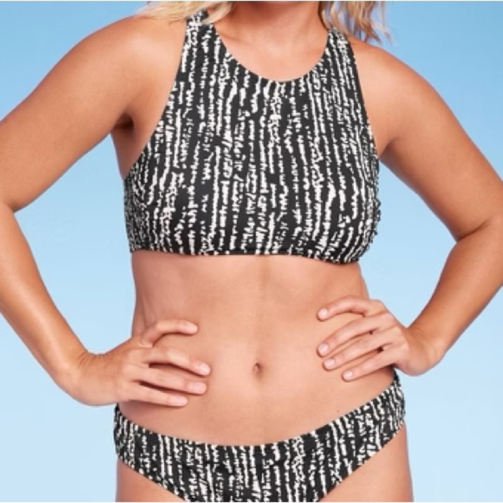 Black-and-white two piece swimsuit